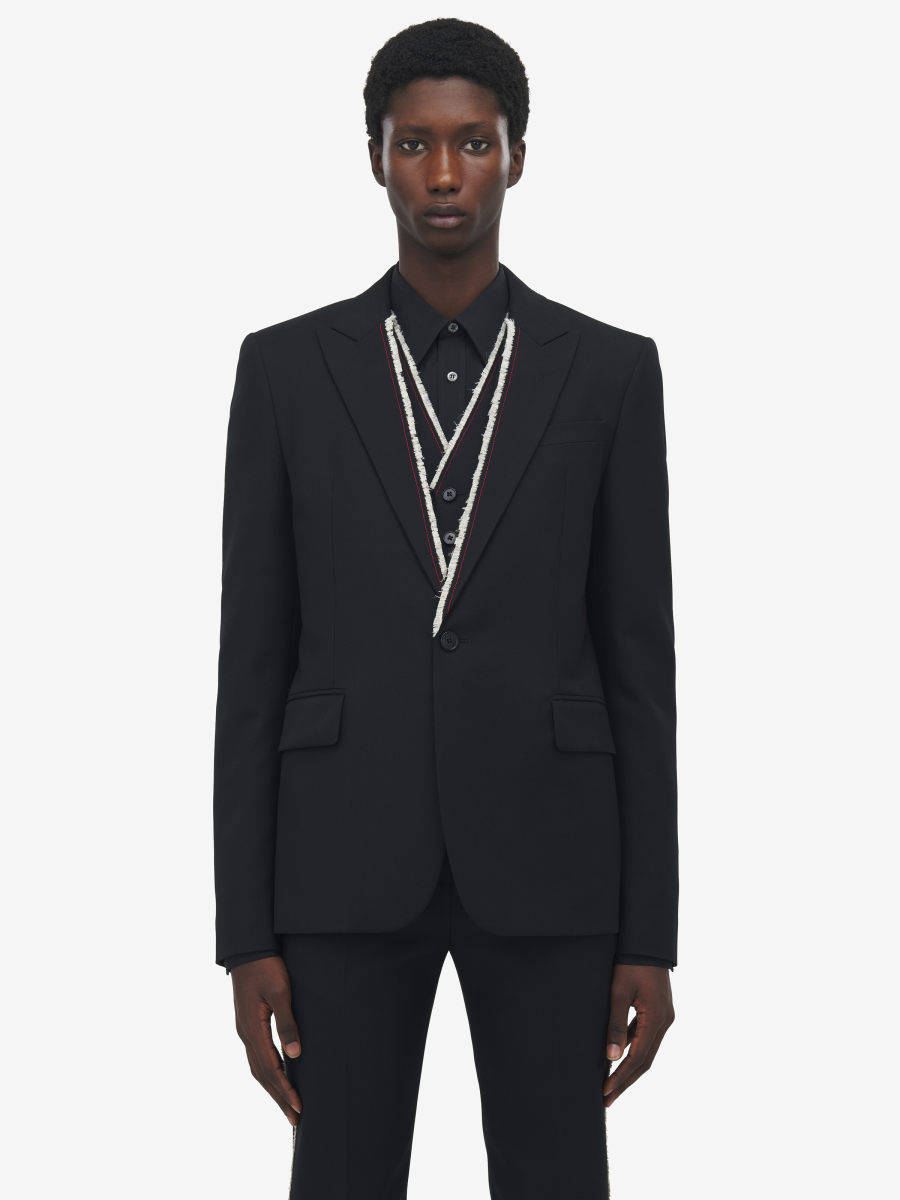 ALEXANDER MCQUEEN - Raw Edge Canvas Single-Breasted Jacket - Item 832703QUAAC1000